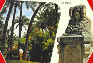 Tarjeta postal - Escalinata del Parque y la Dama de Elche