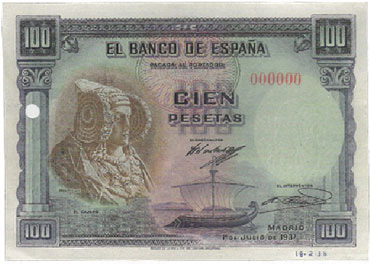 Timbre - Billete 100 pesetas