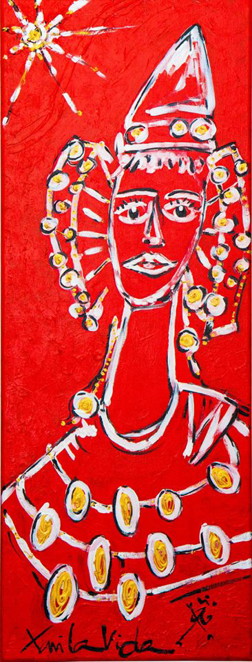Pintura - La Dama Roja y el Sol Blanco