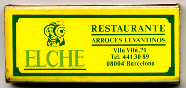 Objeto - Caja de cerillas Restaurante Elche