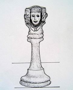 Dibujo - Dama de Ajedrez de Elche (Dama en dama)