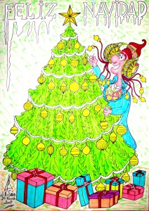 Dibujo - Caricatura Dama de Elche Feliz Navidad