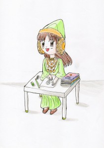 Dibujo - Disfraz de la Dama de Elche verde
